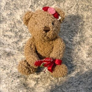 Adorable Tan Teddy Bear with Red Accents